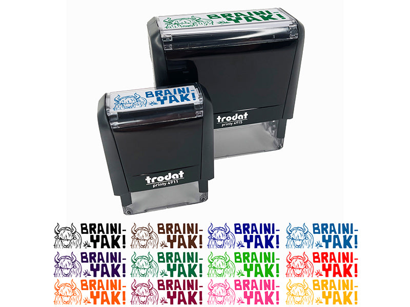 Braini-yak Brainiac Teacher Student School Self-Inking Rubber Stamp Ink Stamper