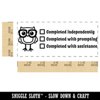 Completed With Checklist Owl Teacher Student School Self-Inking Rubber Stamp Ink Stamper