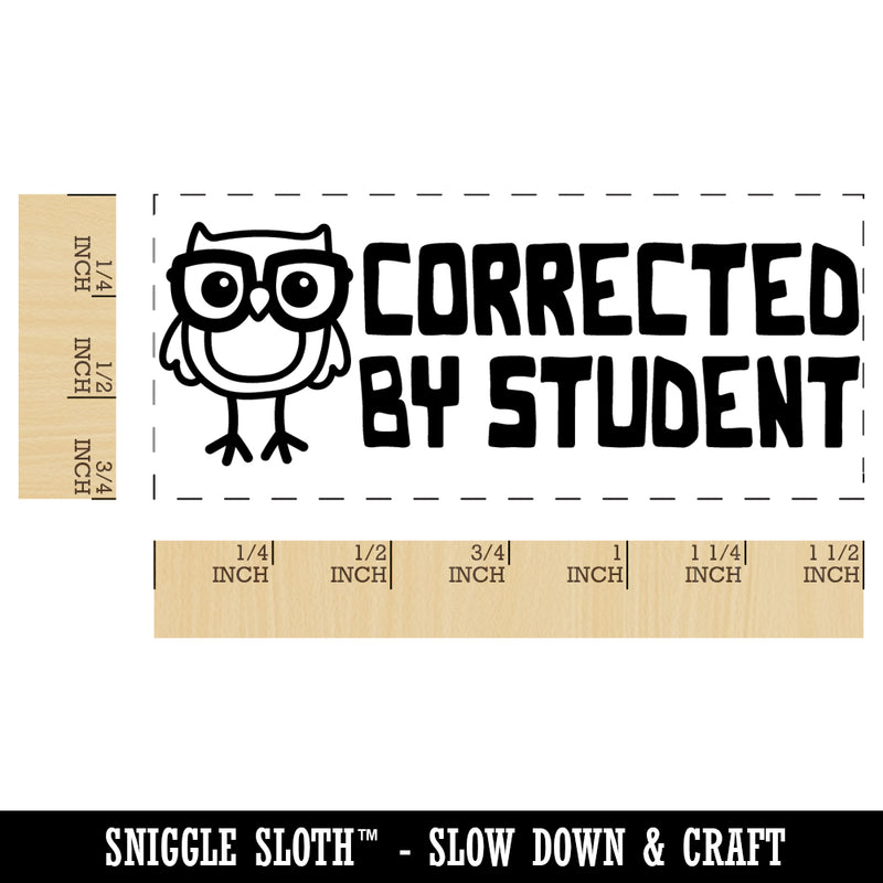 Corrected By Student Nerdy Owl Teacher Student School Self-Inking Rubber Stamp Ink Stamper