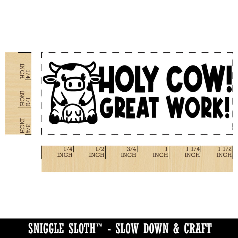 Holy Cow Great Work Teacher Student School Self-Inking Rubber Stamp Ink Stamper