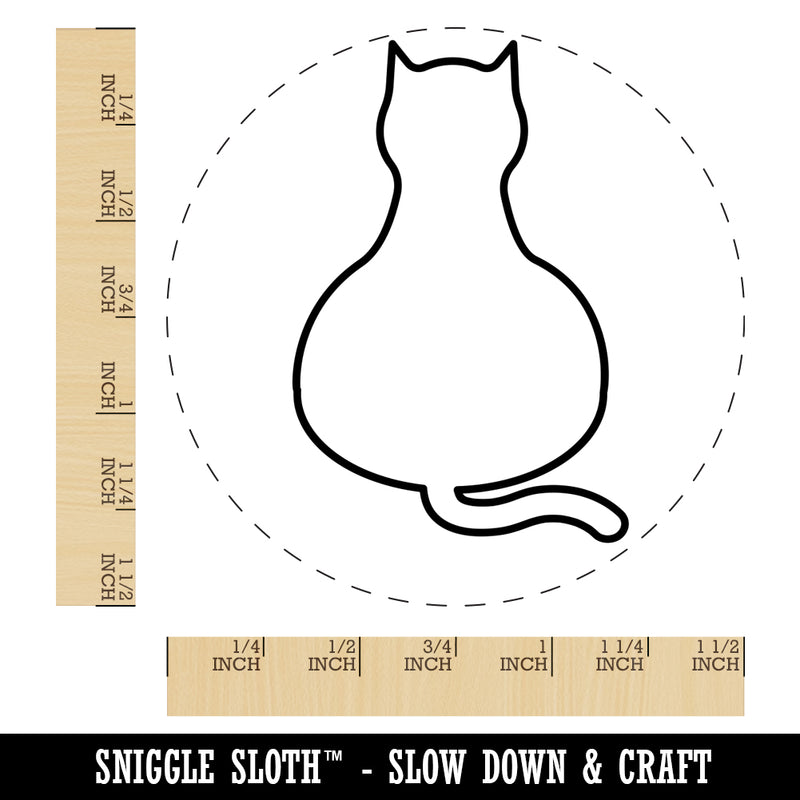 Cat Sitting Back Outline Self-Inking Rubber Stamp for Stamping Crafting Planners