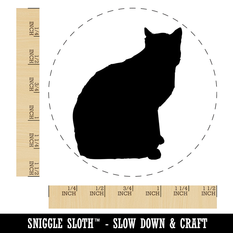 Cat Sitting Side Profile Solid Self-Inking Rubber Stamp for Stamping Crafting Planners