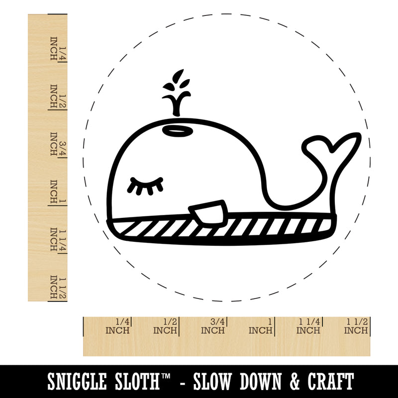 Snoozing Whale Doodle Self-Inking Rubber Stamp for Stamping Crafting Planners