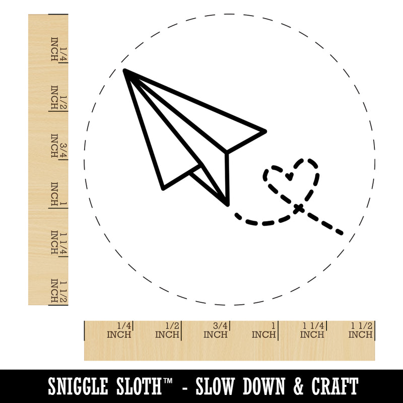 Paper Airplane with Heart Self-Inking Rubber Stamp for Stamping Crafting Planners