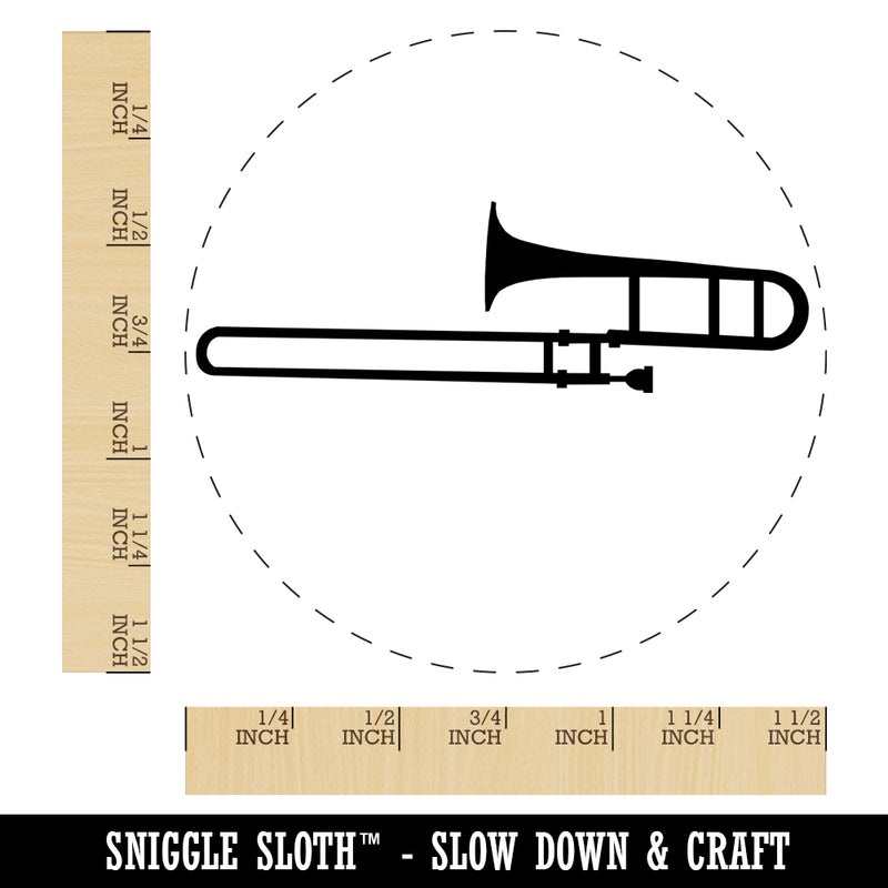 Trombone Music Instrument Silhouette Self-Inking Rubber Stamp for Stamping Crafting Planners