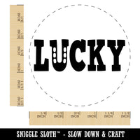 Lucky with Horseshoe Fun Text Self-Inking Rubber Stamp for Stamping Crafting Planners