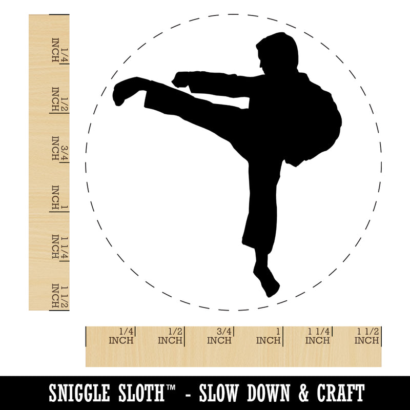 Martial Arts Karate Kick Solid Self-Inking Rubber Stamp for Stamping Crafting Planners