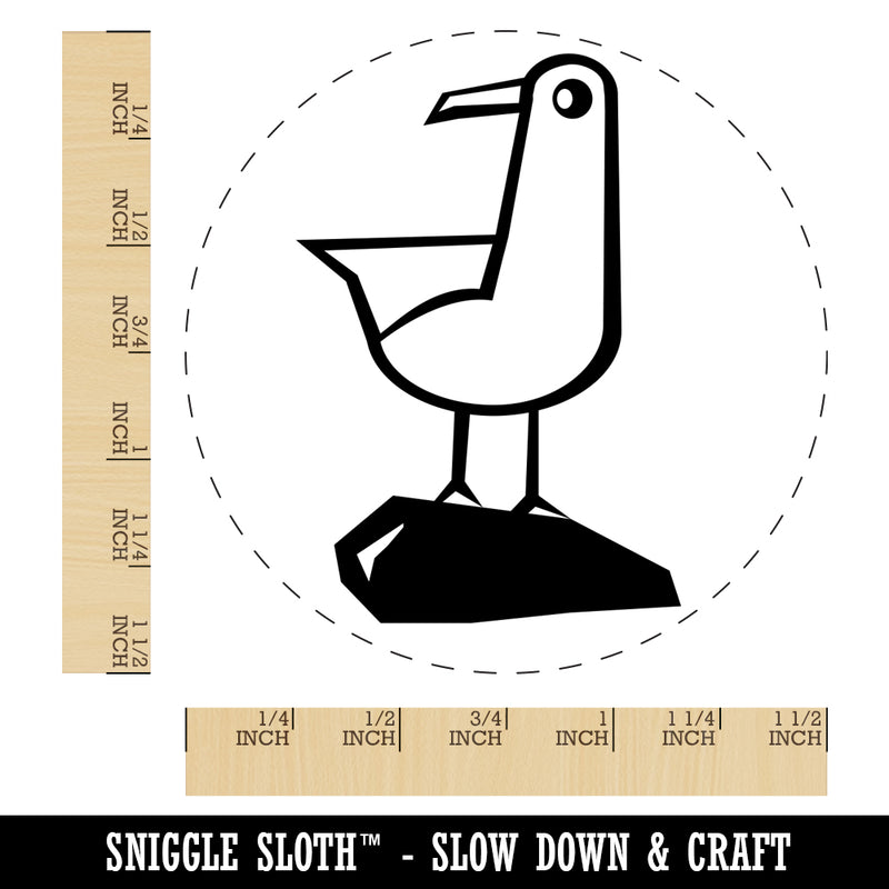 Cute Seagull Bird on Rock Self-Inking Rubber Stamp for Stamping Crafting Planners