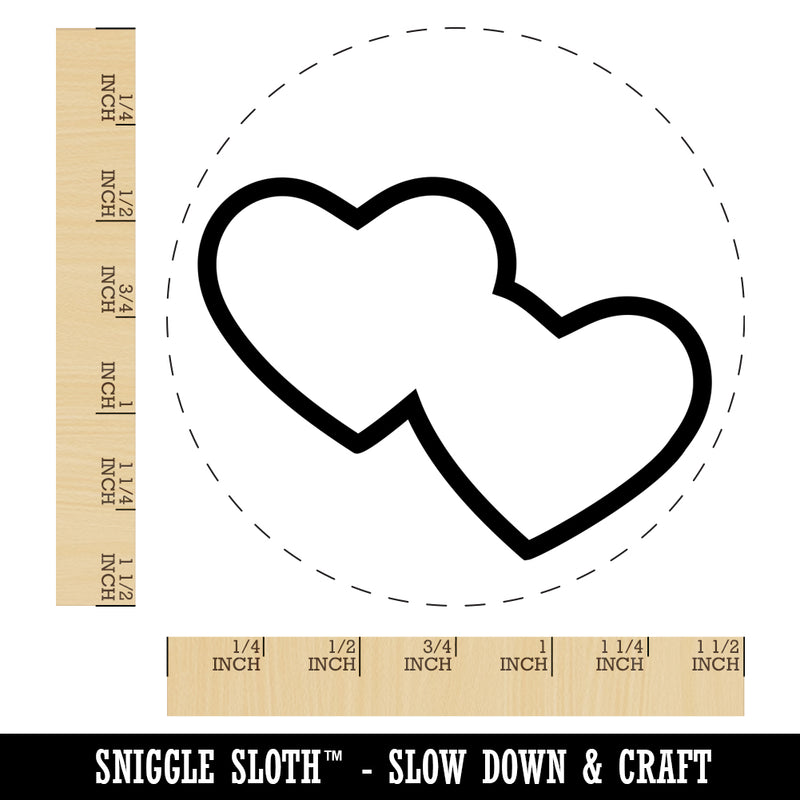 Double Heart Symbol Outline Self-Inking Rubber Stamp for Stamping Crafting Planners