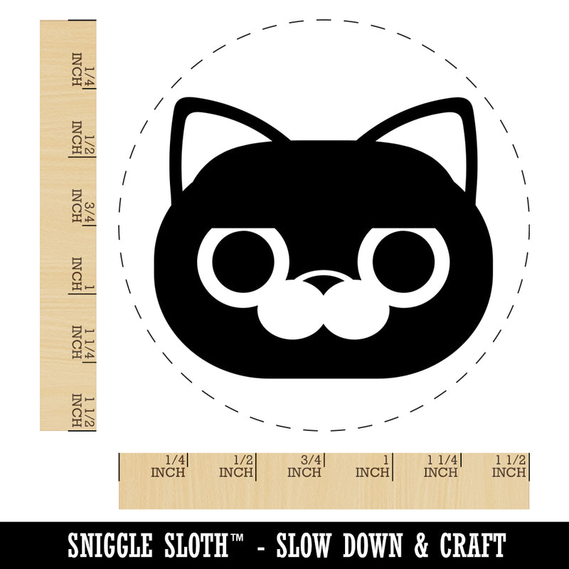 Round Cat Face Concerned Self-Inking Rubber Stamp for Stamping Crafting Planners