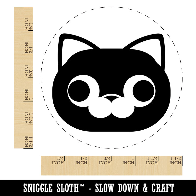 Round Cat Face Derpy Self-Inking Rubber Stamp for Stamping Crafting Planners