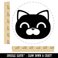 Round Cat Face Happy Self-Inking Rubber Stamp for Stamping Crafting Planners