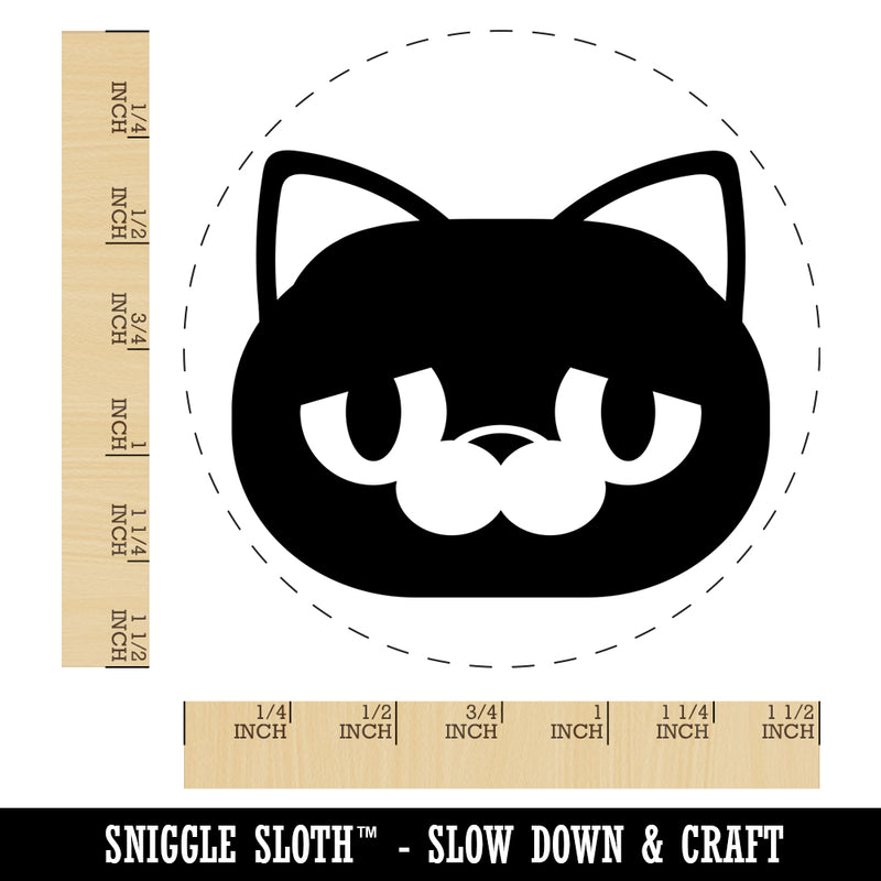 Round Cat Face Sad Self-Inking Rubber Stamp for Stamping Crafting Planners