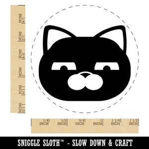 Round Cat Face Skeptical Self-Inking Rubber Stamp for Stamping Crafting Planners