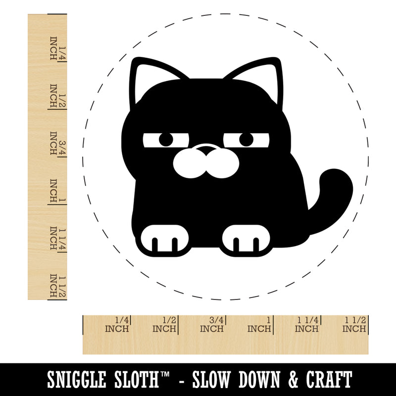 Round Cat Skeptical Self-Inking Rubber Stamp for Stamping Crafting Planners