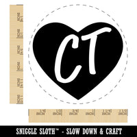 CT Connecticut State in Heart Self-Inking Rubber Stamp for Stamping Crafting Planners