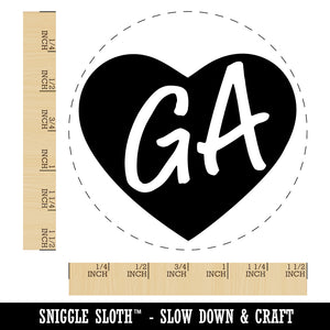 GA Georgia State in Heart Self-Inking Rubber Stamp for Stamping Crafting Planners