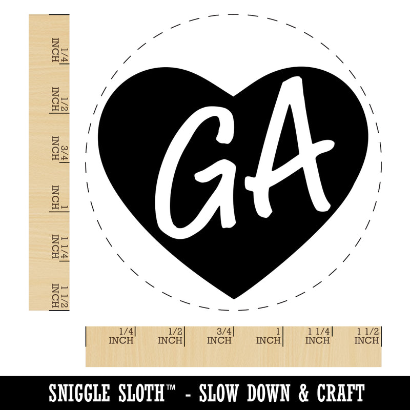 GA Georgia State in Heart Self-Inking Rubber Stamp for Stamping Crafting Planners