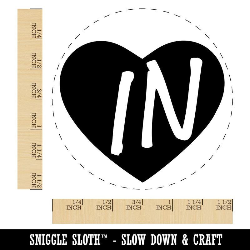 IN Indiana State in Heart Self-Inking Rubber Stamp for Stamping Crafting Planners