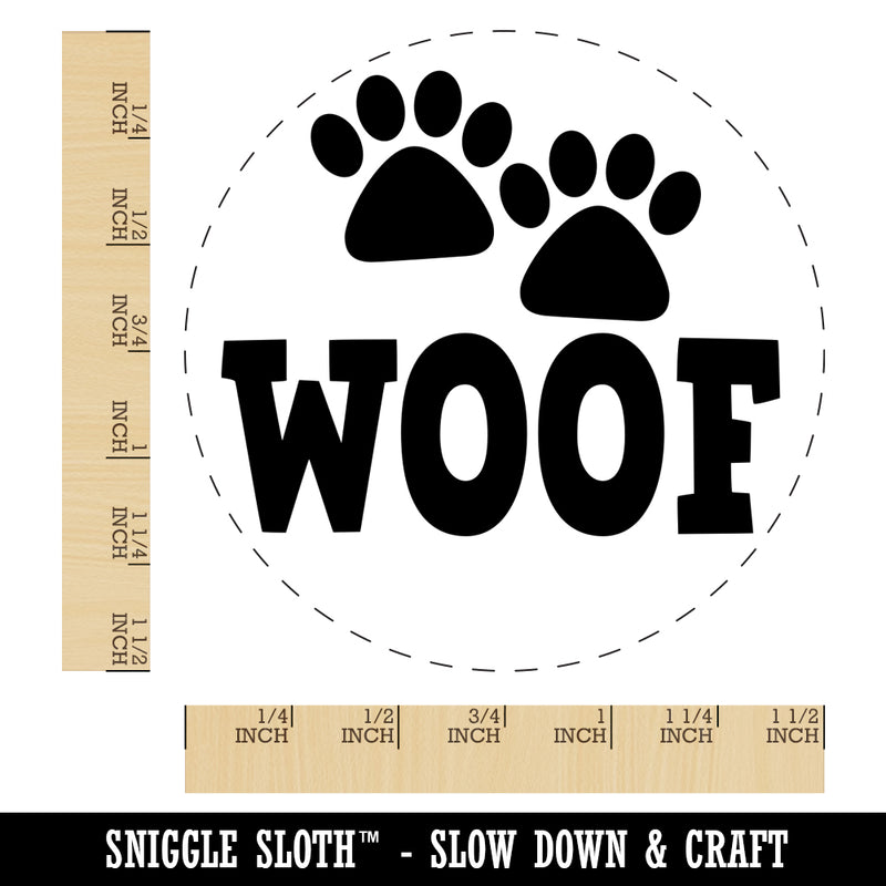 Woof Dog Paw Prints Fun Text Self-Inking Rubber Stamp for Stamping Crafting Planners