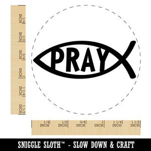 Pray Ichthys Fish Christian Sketch Self-Inking Rubber Stamp for Stamping Crafting Planners