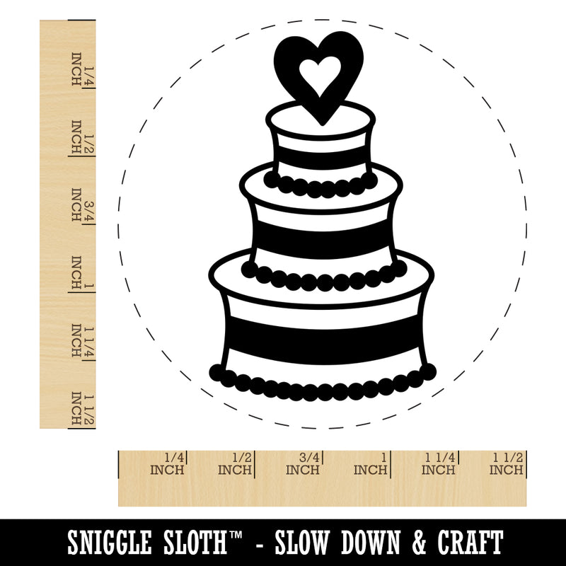 Wedding Cake with Heart Self-Inking Rubber Stamp for Stamping Crafting Planners