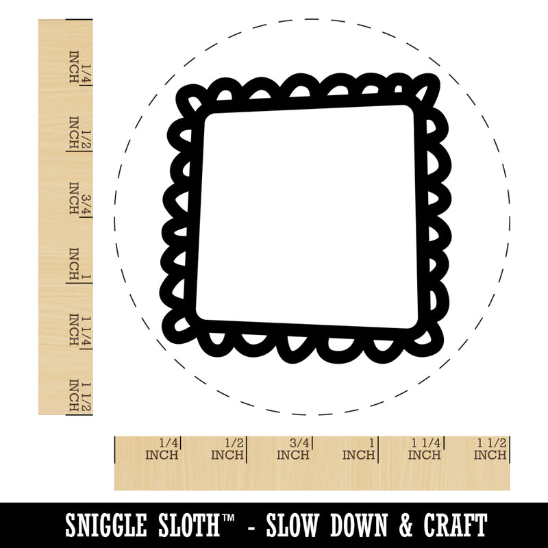 Scalloped Square Frame Doodle Self-Inking Rubber Stamp for Stamping Crafting Planners