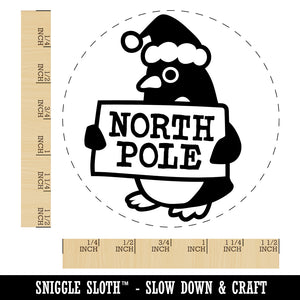 Christmas Penguin Going to North Pole Self-Inking Rubber Stamp for Stamping Crafting Planners
