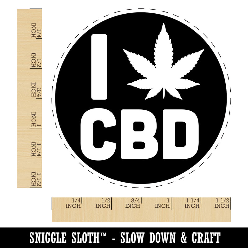 I Love CBD Marijuana Circle Self-Inking Rubber Stamp for Stamping Crafting Planners