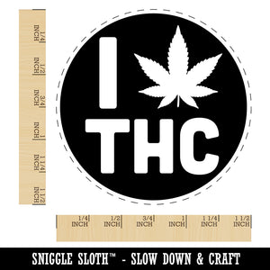 I Love THC Marijuana Circle Self-Inking Rubber Stamp for Stamping Crafting Planners