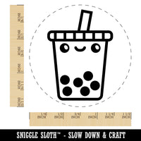 Kawaii Cute Boba Bubble Milk Tea Face Self-Inking Rubber Stamp for Stamping Crafting Planners