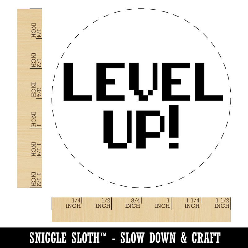 Level Up 8 Bit Digital Text Self-Inking Rubber Stamp for Stamping Crafting Planners