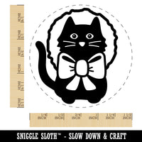 Cat in Christmas Wreath Self-Inking Rubber Stamp for Stamping Crafting Planners