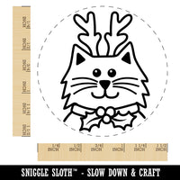 Cat Reindeer Christmas Self-Inking Rubber Stamp for Stamping Crafting Planners