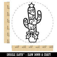 Christmas Cactus with Lights Star Self-Inking Rubber Stamp for Stamping Crafting Planners