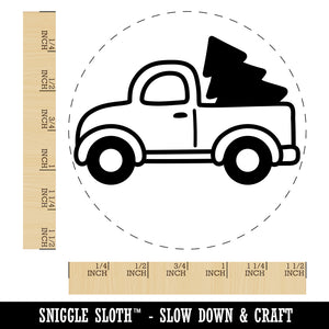 Cute Truck with Christmas Tree Self-Inking Rubber Stamp for Stamping Crafting Planners