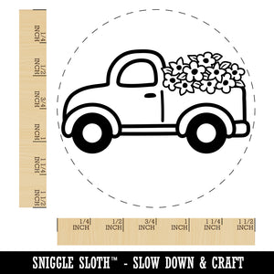 Cute Truck with Flowers Self-Inking Rubber Stamp for Stamping Crafting Planners