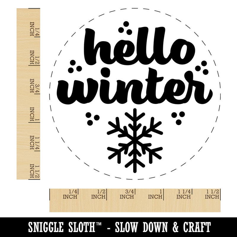 Hello Winter Self-Inking Rubber Stamp for Stamping Crafting Planners