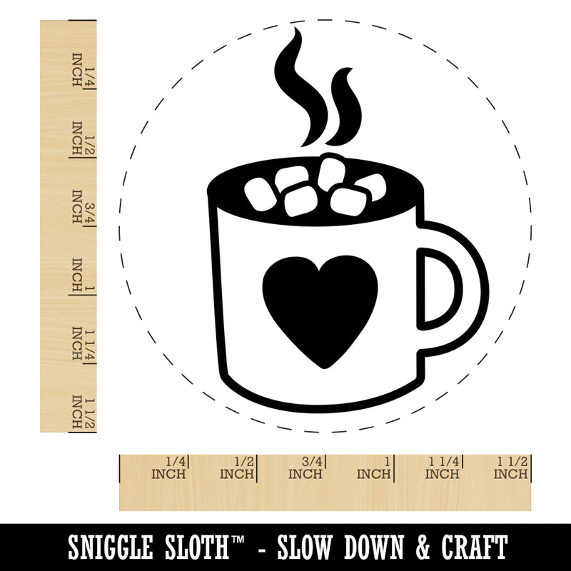 Hot Chocolate with Marshmallows Heart Mug Self-Inking Rubber Stamp for Stamping Crafting Planners