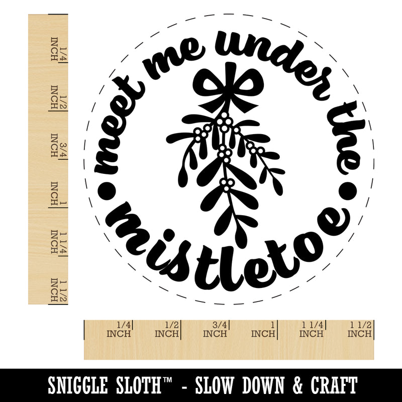 Meet Me Under the Mistletoe Merry Christmas Self-Inking Rubber Stamp for Stamping Crafting Planners