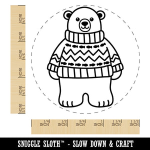 Polar Bear Wearing Sweater Self-Inking Rubber Stamp for Stamping Crafting Planners