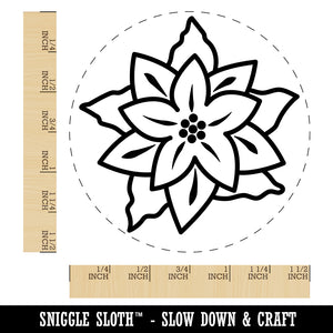 Pretty Poinsettia Christmas Self-Inking Rubber Stamp for Stamping Crafting Planners