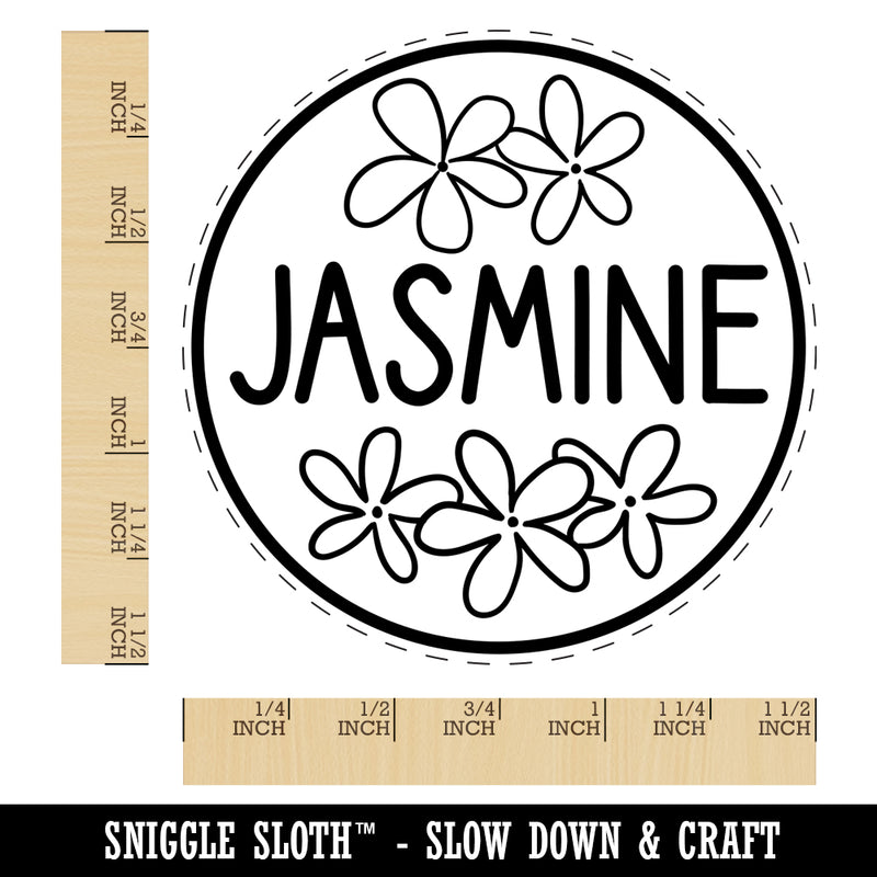 Jasmine Text with Image Flavor Scent Self-Inking Rubber Stamp for Stamping Crafting Planners