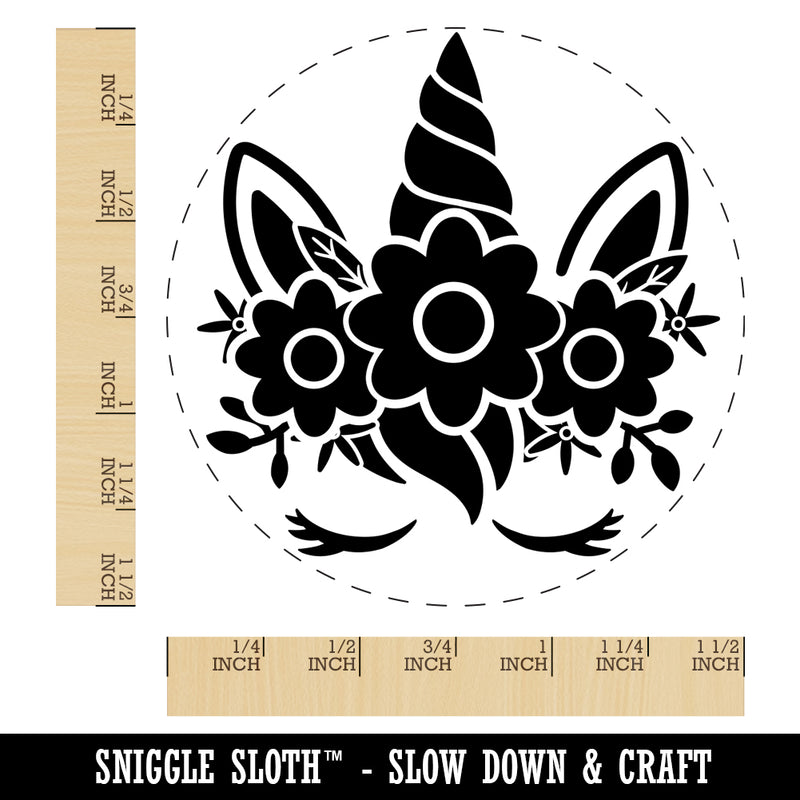 Pretty Sleepy Unicorn Face Self-Inking Rubber Stamp for Stamping Crafting Planners