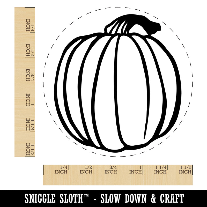 Hand Drawn Round Pumpkin Doodle Fall Thanksgiving Halloween Self-Inking Rubber Stamp for Stamping Crafting Planners