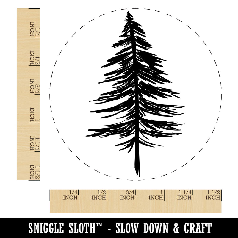 Hand Drawn Sketchy Christmas Evergreen Tree Self-Inking Rubber Stamp for Stamping Crafting Planners