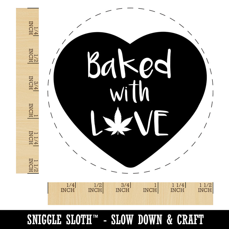 Marijuana Baked with Love Heart Self-Inking Rubber Stamp for Stamping Crafting Planners
