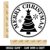 Merry Christmas Holiday Evergreen Tree Self-Inking Rubber Stamp for Stamping Crafting Planners