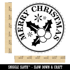 Merry Christmas Holiday Holly Berry Leaf Self-Inking Rubber Stamp for Stamping Crafting Planners