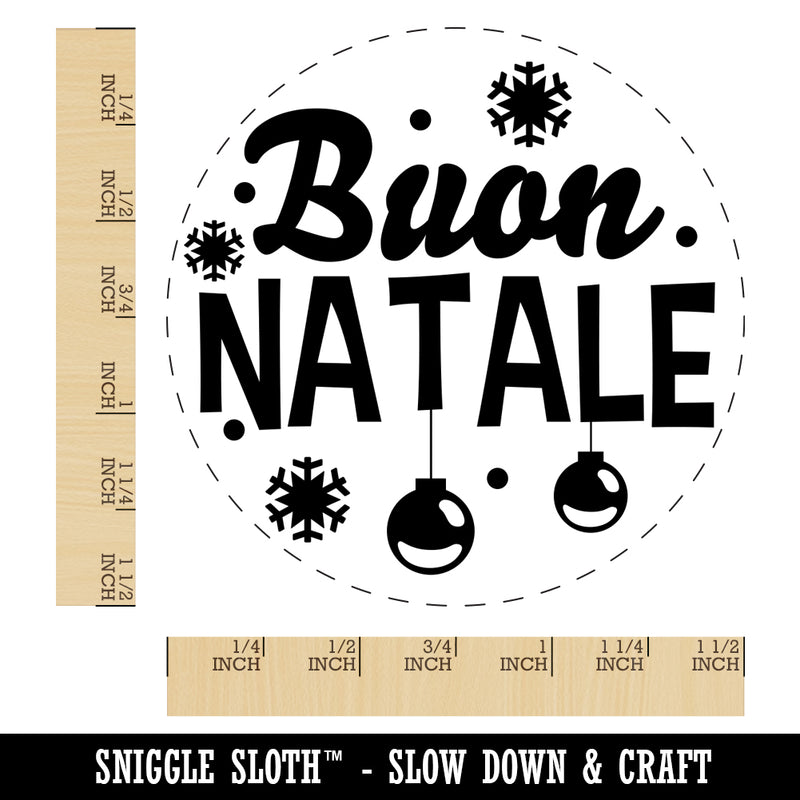 Buon Natale Italian with Christmas Ornaments and Snowflakes Self-Inking Rubber Stamp for Stamping Crafting Planners